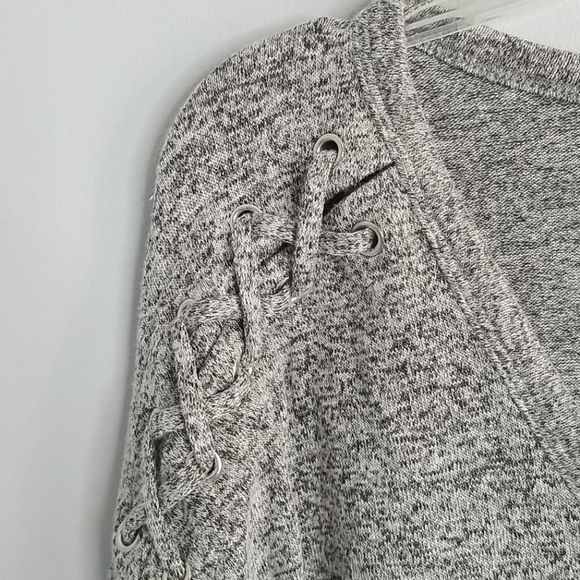 Express lace up black marled shoulders shirt XS - Picture 4 of 7